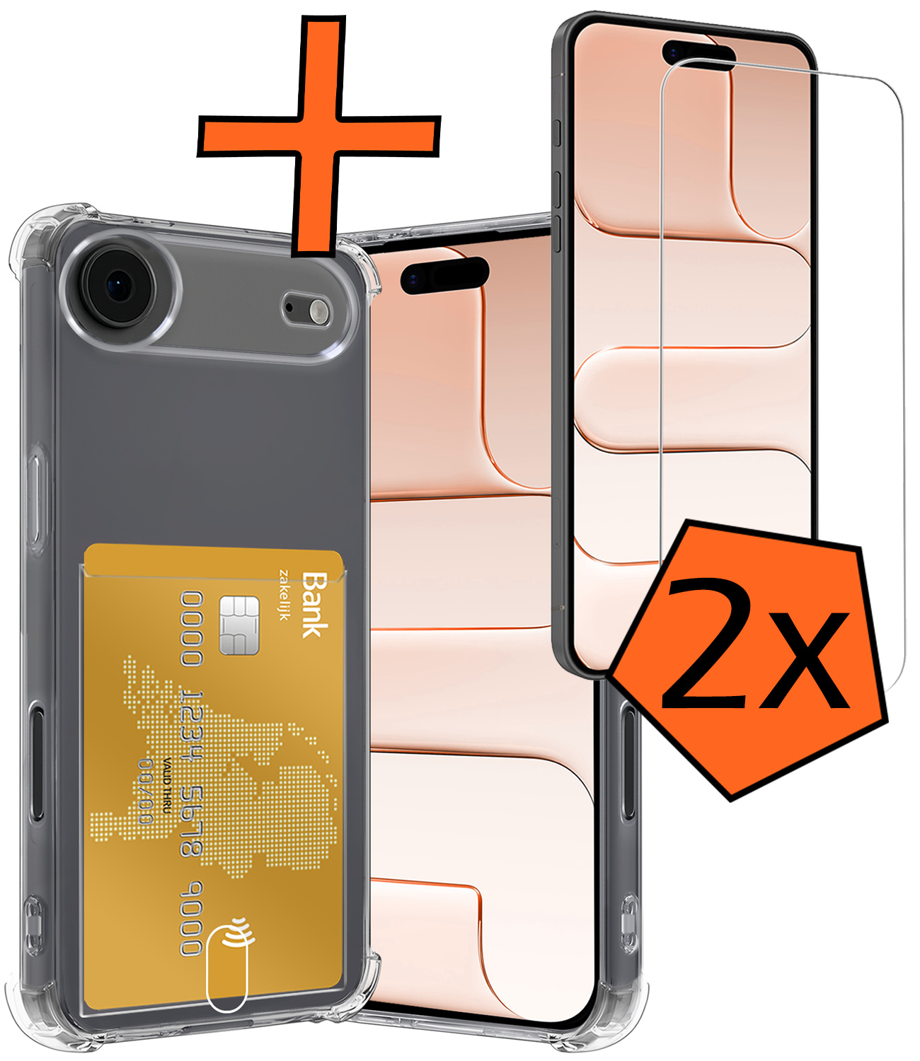 Nomfy Nomfy iPhone Air Hoesje Pashouder Met 2x Screenprotector