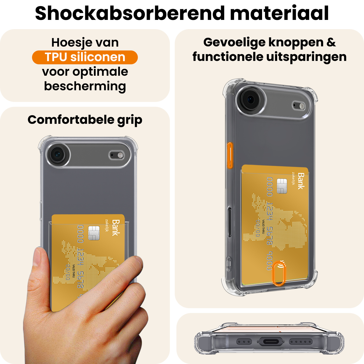 Nomfy Nomfy iPhone Air Hoesje Pashouder Met 2x Screenprotector