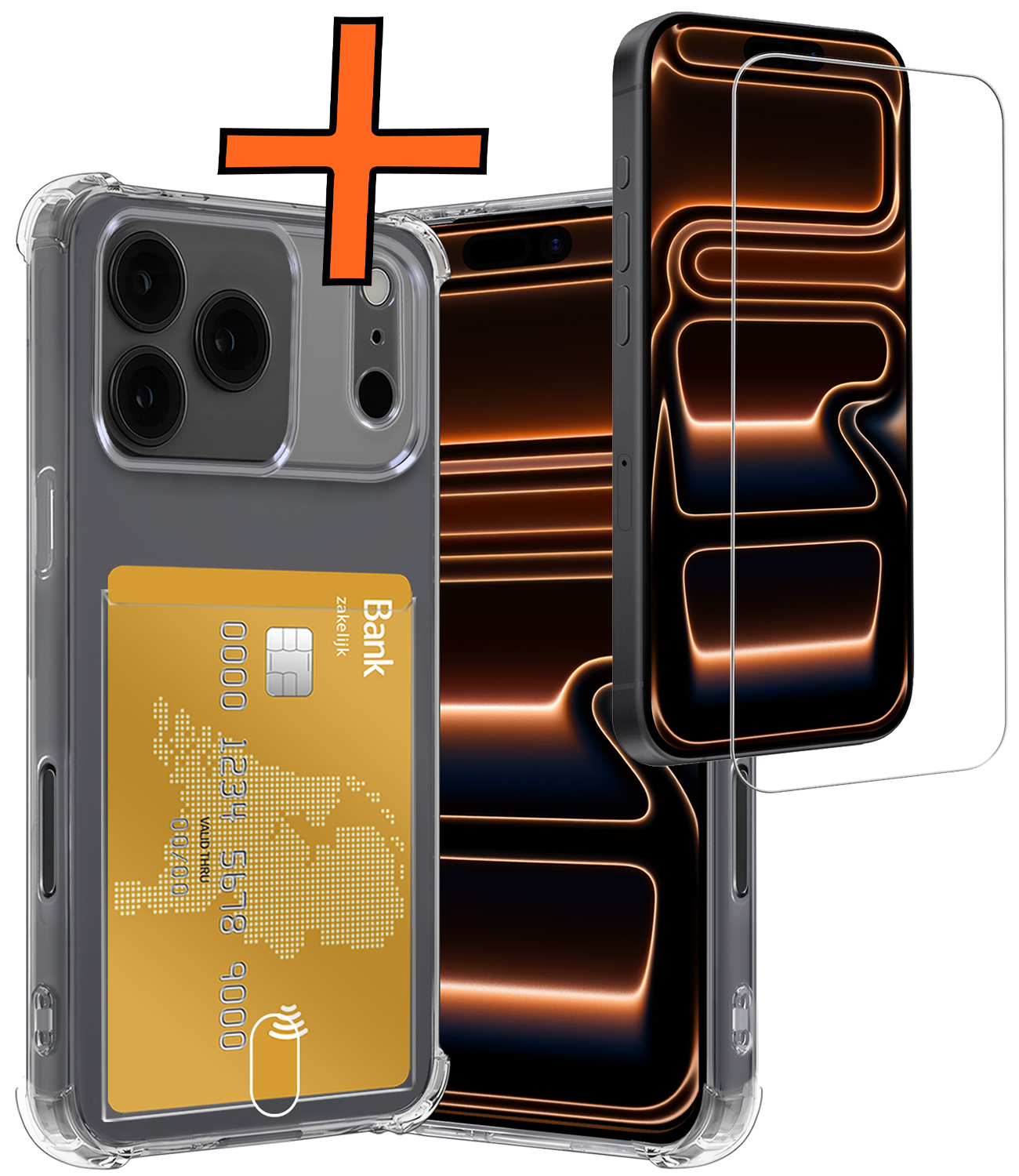 Nomfy Nomfy iPhone 17 Pro Hoesje Pashouder Met Screenprotector