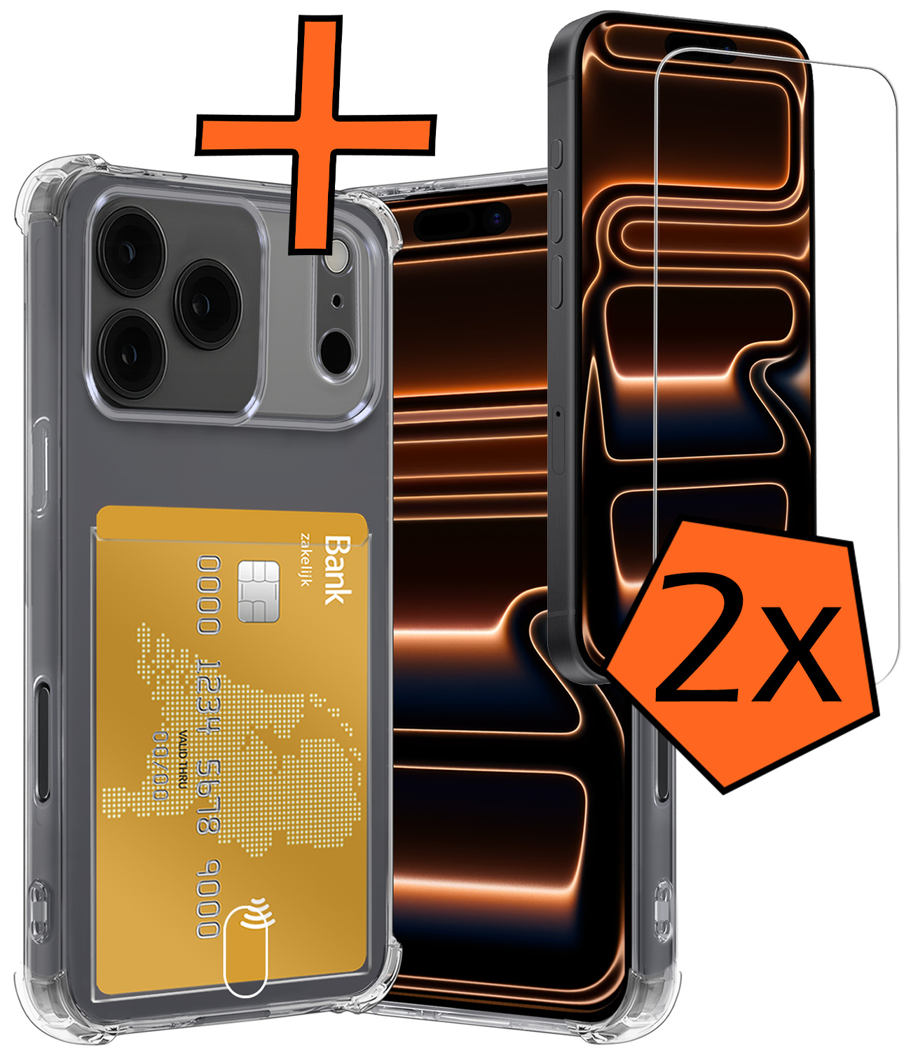 Nomfy Nomfy iPhone 17 Pro Hoesje Pashouder Met 2x Screenprotector