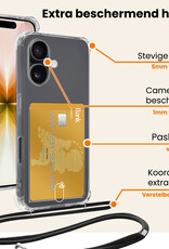 Nomfy Nomfy iPhone 17 Hoesje Pashouder met Koord Met Screenprotector