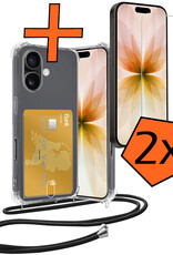 Nomfy Nomfy iPhone 17 Hoesje Pashouder met Koord Met 2x Screenprotector