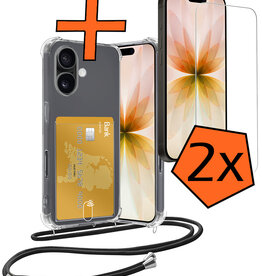 Nomfy Nomfy iPhone 17 Hoesje Pashouder met Koord Met 2x Screenprotector
