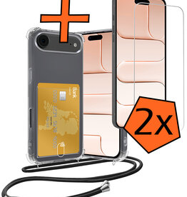 Nomfy Nomfy iPhone Air Hoesje Pashouder met Koord Met 2x Screenprotector