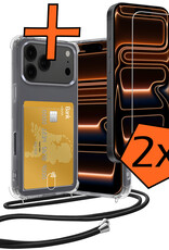 Nomfy Nomfy iPhone 17 Pro Hoesje Pashouder met Koord Met 2x Screenprotector