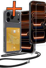 Nomfy Nomfy iPhone 17 Pro Max Hoesje Pashouder met Koord Met Screenprotector
