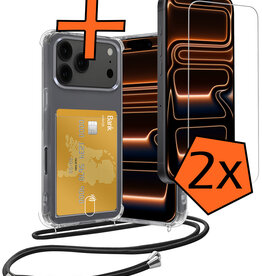 Nomfy Nomfy iPhone 17 Pro Max Hoesje Pashouder met Koord Met 2x Screenprotector