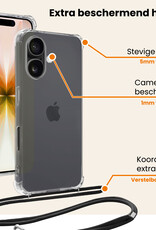 Nomfy Nomfy iPhone 17 Hoesje Transparant Shockproof Met Zwart Koord