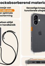 Nomfy Nomfy iPhone 17 Hoesje Transparant Shockproof Met Zwart Koord