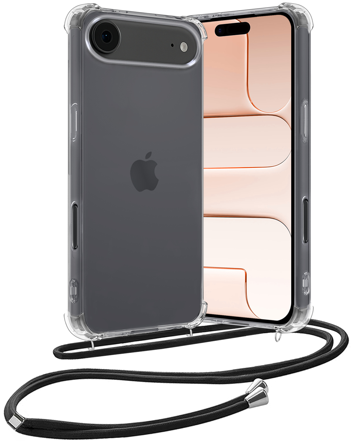 Nomfy Nomfy iPhone Air Hoesje Transparant Shockproof Met Zwart Koord
