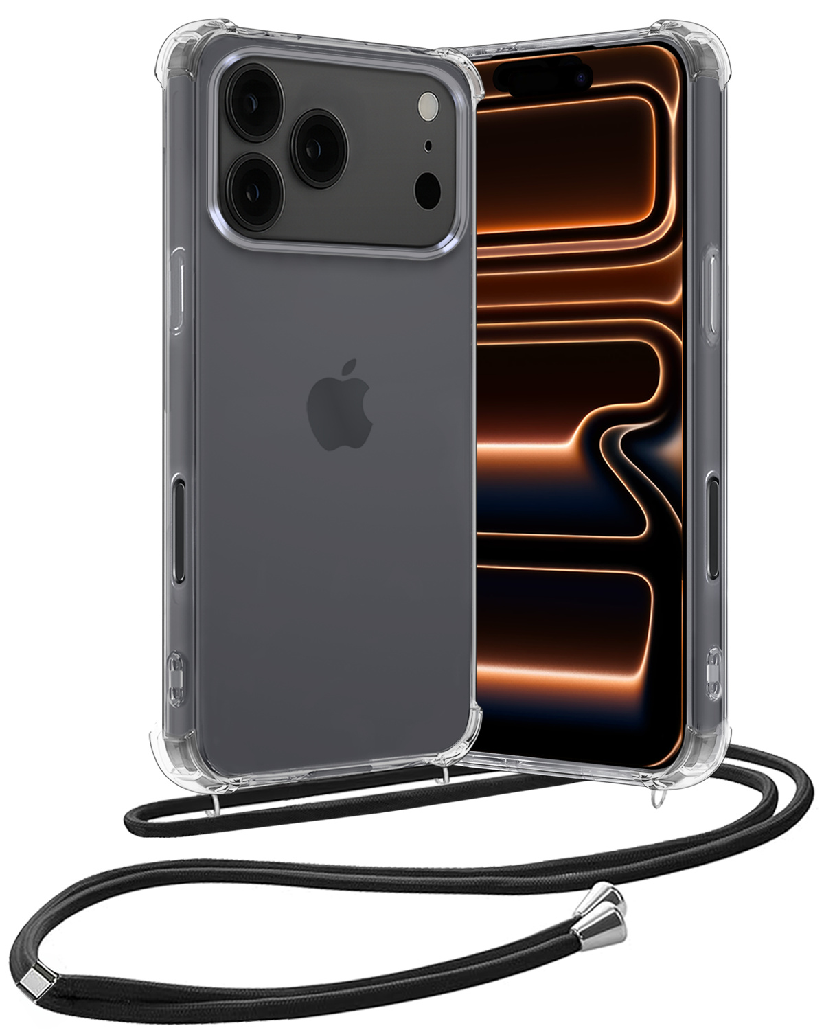 Nomfy Nomfy iPhone 17 Pro Max Hoesje Transparant Shockproof Met Zwart Koord