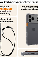 Nomfy Nomfy iPhone 17 Pro Max Hoesje Transparant Shockproof Met Zwart Koord