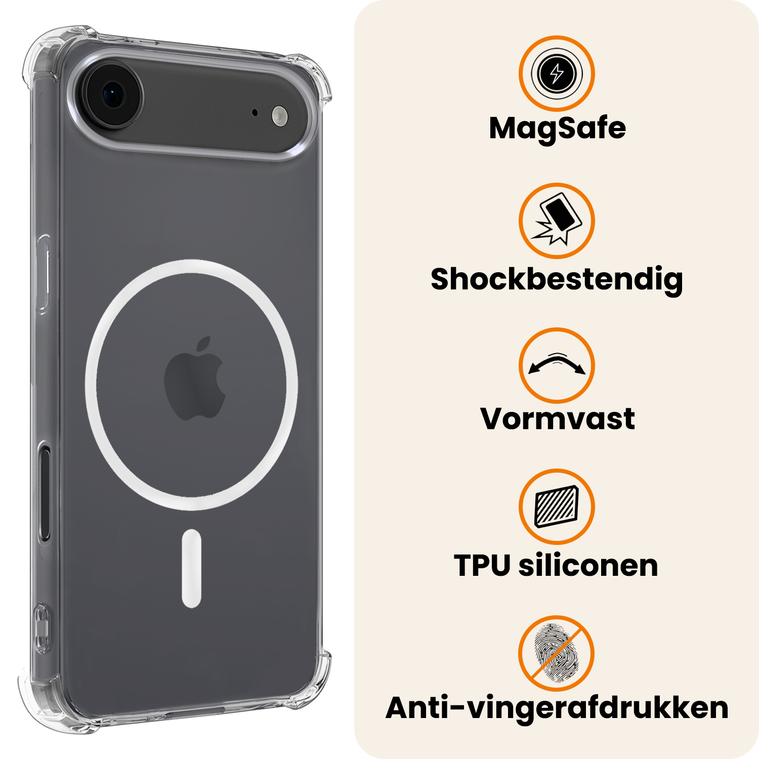 Nomfy Nomfy iPhone Air Magsafe Hoesje Transparant Met 2x Screenprotector