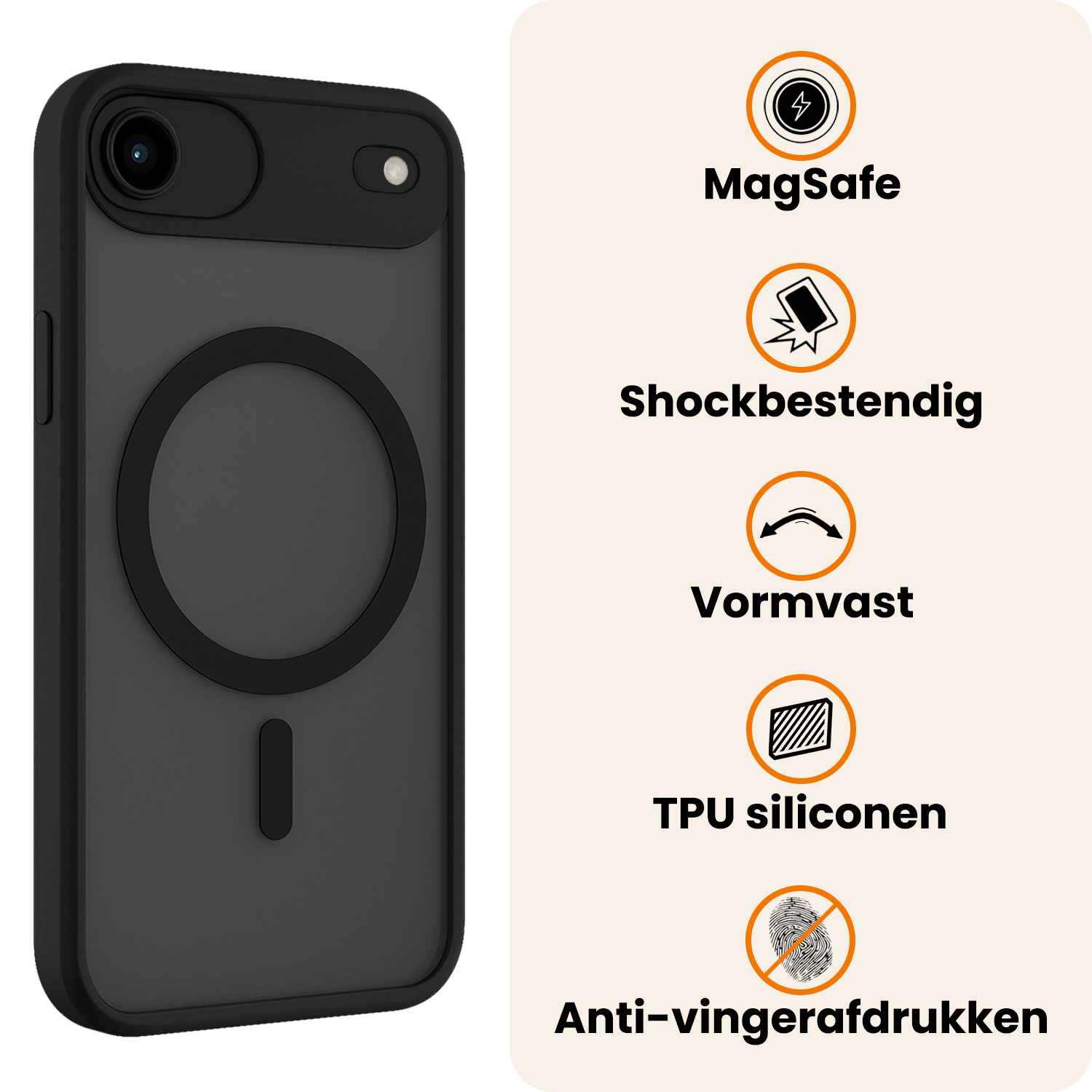 Nomfy Nomfy iPhone Air Magsafe Hoesje Zwart Met Screenprotector