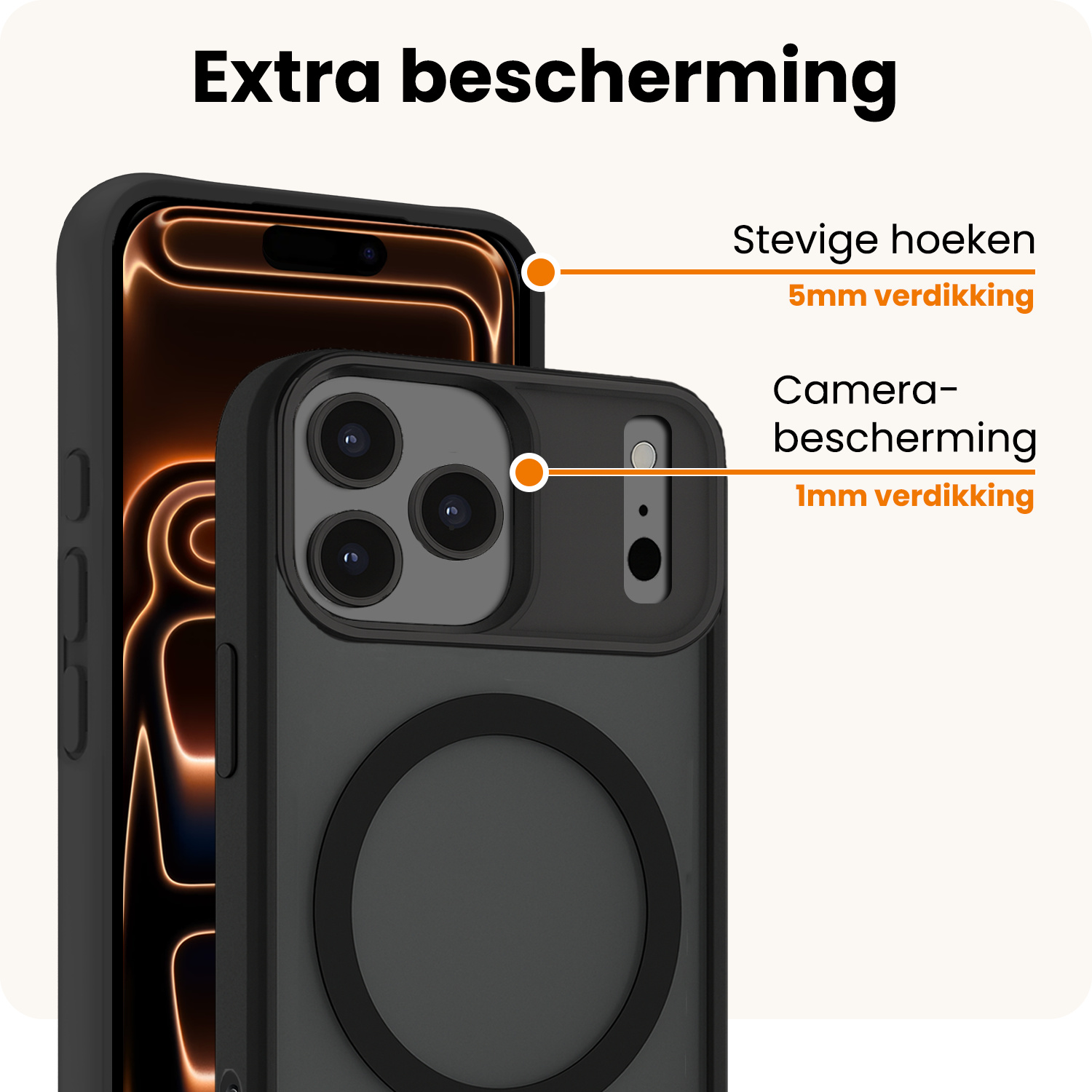 Nomfy Nomfy iPhone 17 Pro Max Magsafe Hoesje Zwart Met Screenprotector