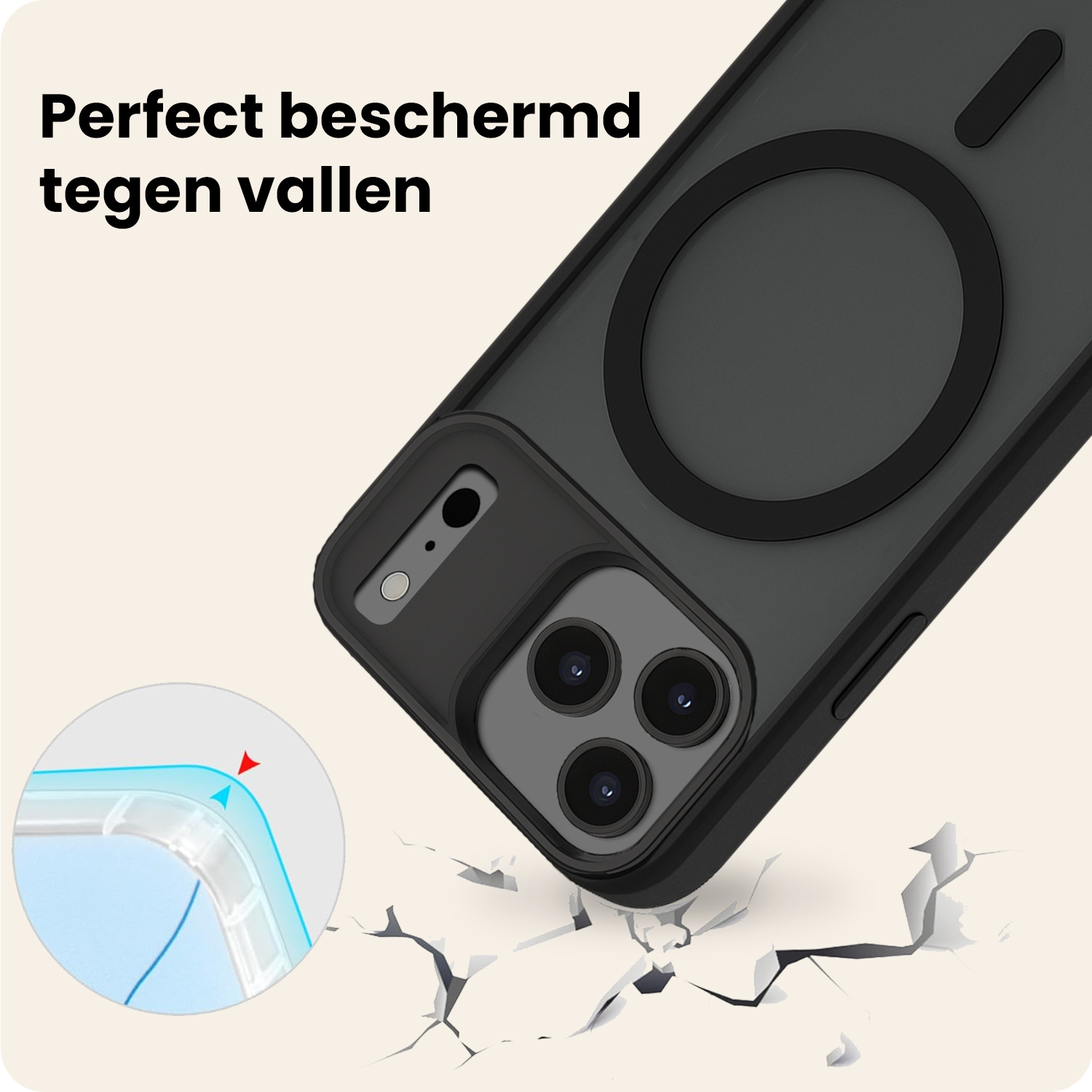 Nomfy Nomfy iPhone 17 Pro Max Magsafe Hoesje Zwart Met Screenprotector