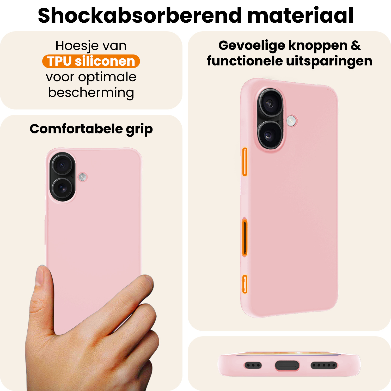 Nomfy Nomfy iPhone 17 Hoesje Siliconen - Lichtroze