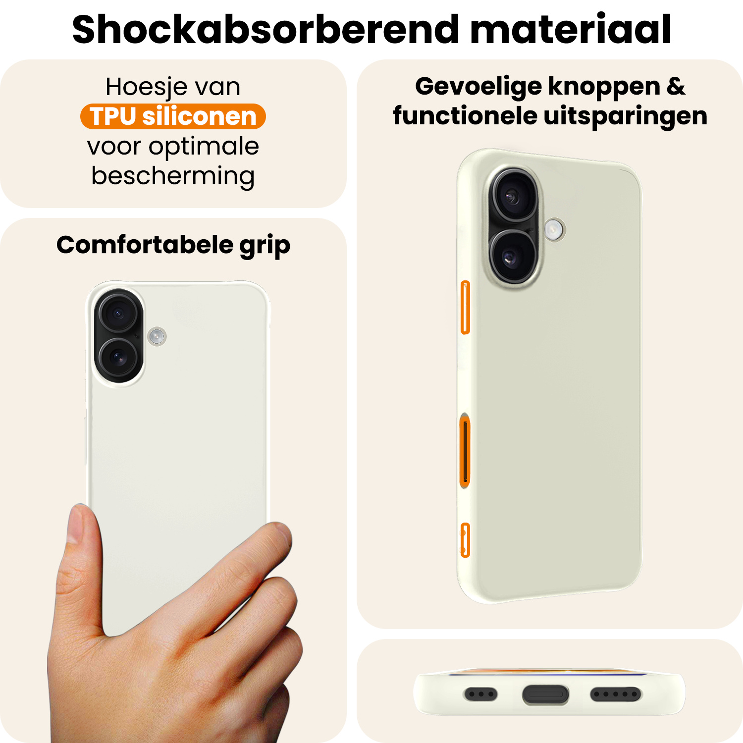 Nomfy Nomfy iPhone 17 Hoesje Siliconen - Wit