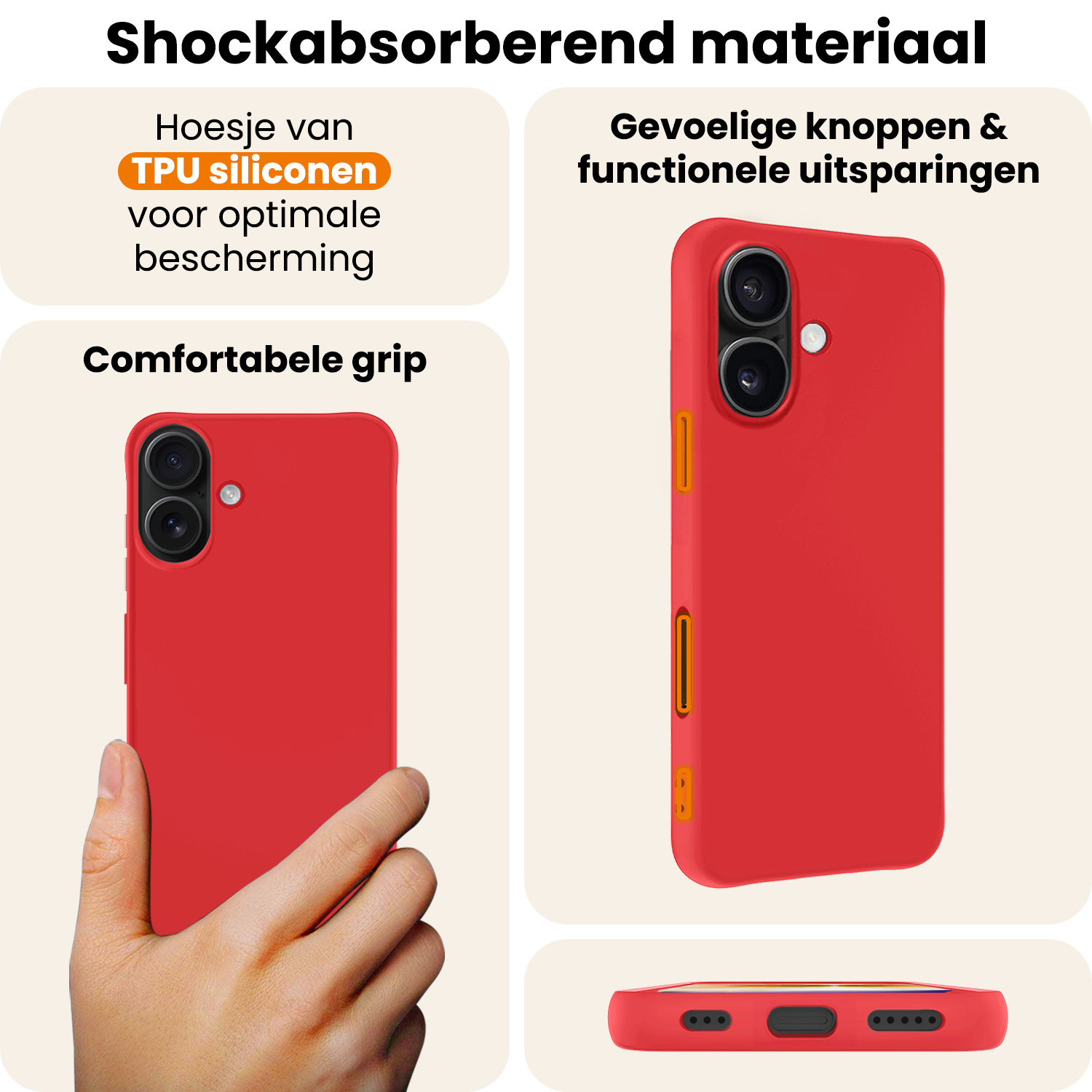 Nomfy Nomfy iPhone 17 Hoesje Siliconen - Rood - 2 PACK