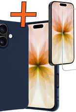 Nomfy Nomfy iPhone 17 Hoesje Siliconen Met Screenprotector Met Dichte Notch - Donkerblauw