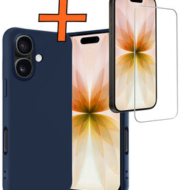 Nomfy Nomfy iPhone 17 Hoesje Siliconen Met Screenprotector Met Dichte Notch - Donkerblauw
