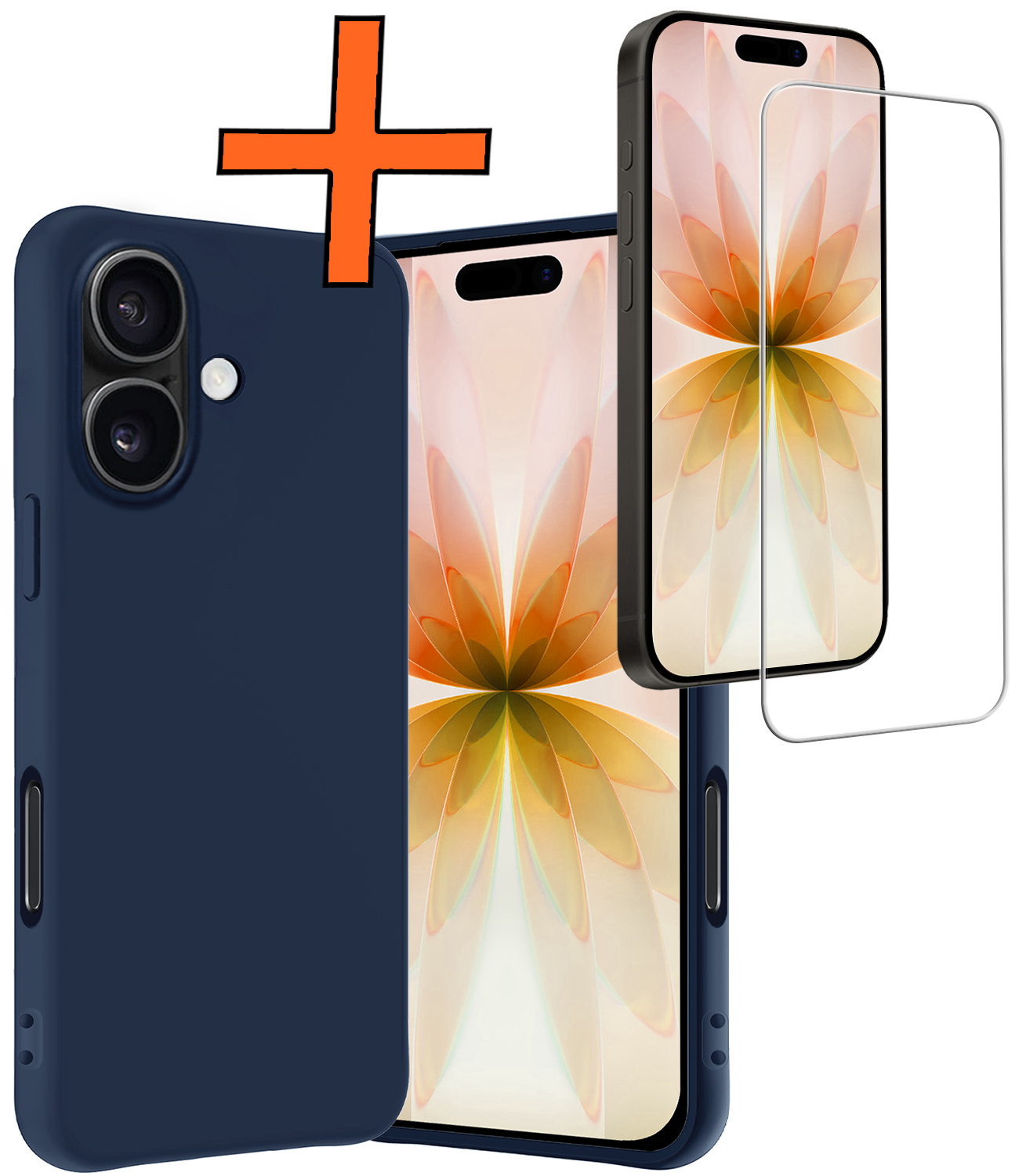 Nomfy Nomfy iPhone 17 Hoesje Siliconen Met Screenprotector Met Dichte Notch - Donkerblauw