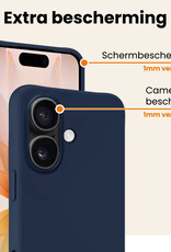 Nomfy Nomfy iPhone 17 Hoesje Siliconen Met Screenprotector Met Dichte Notch - Donkerblauw