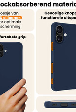 Nomfy Nomfy iPhone 17 Hoesje Siliconen Met Screenprotector Met Dichte Notch - Donkerblauw