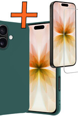 Nomfy Nomfy iPhone 17 Hoesje Siliconen Met Screenprotector Met Dichte Notch - Donkergroen