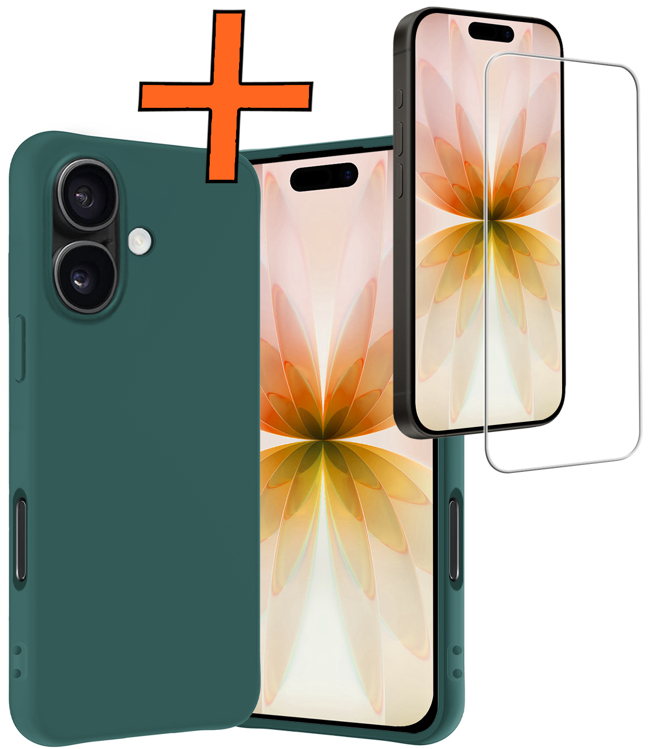 Nomfy Nomfy iPhone 17 Hoesje Siliconen Met Screenprotector Met Dichte Notch - Donkergroen
