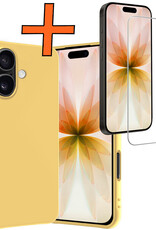 Nomfy Nomfy iPhone 17 Hoesje Siliconen Met Screenprotector Met Dichte Notch - Geel