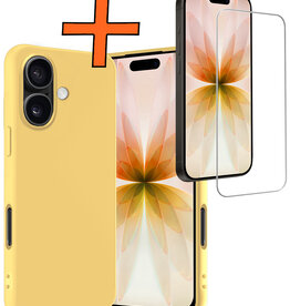 Nomfy Nomfy iPhone 17 Hoesje Siliconen Met Screenprotector Met Dichte Notch - Geel