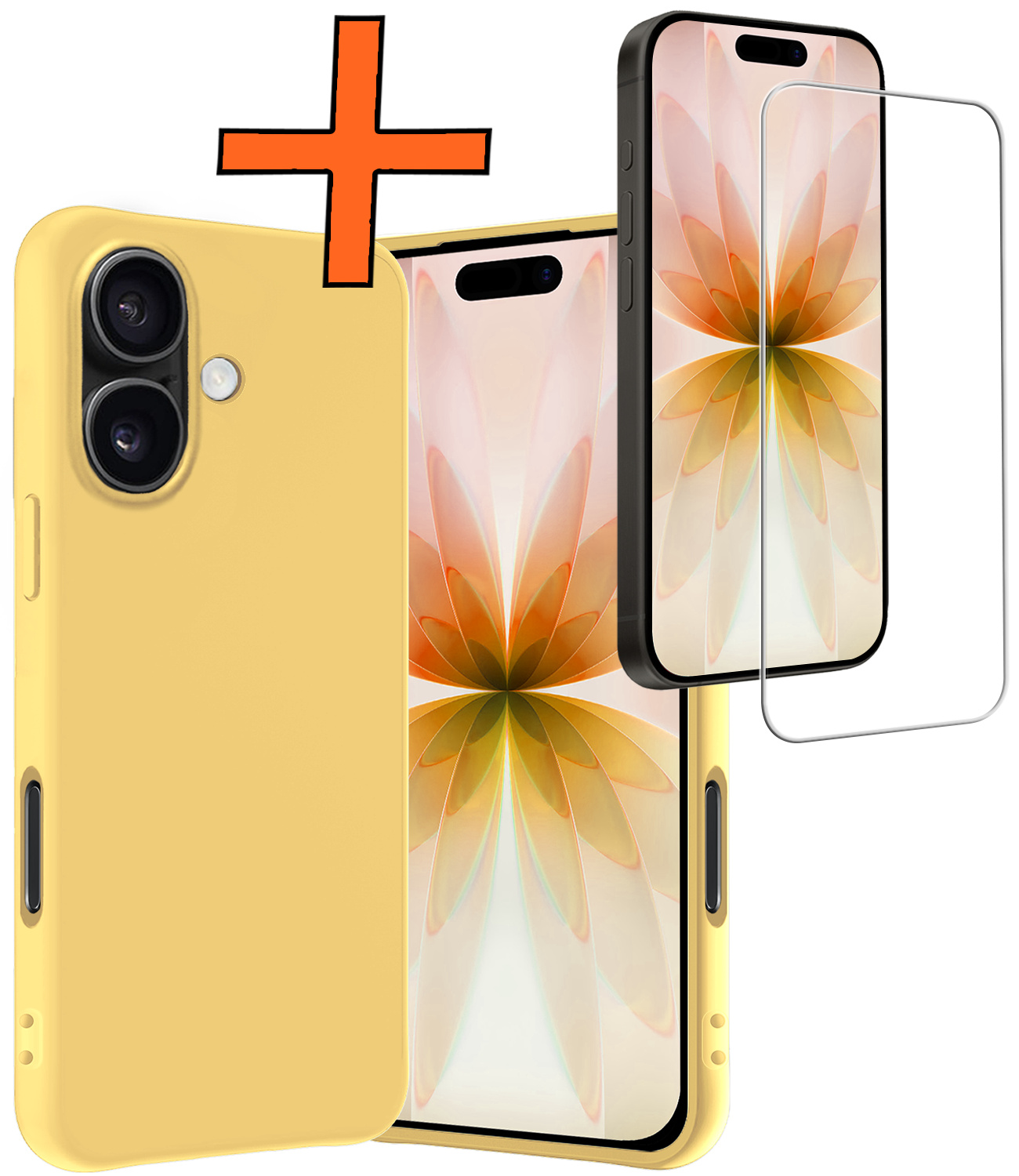 Nomfy Nomfy iPhone 17 Hoesje Siliconen Met Screenprotector Met Dichte Notch - Geel
