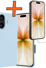 Nomfy Nomfy iPhone 17 Hoesje Siliconen Met Screenprotector Met Dichte Notch - Lichtblauw