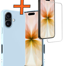 Nomfy Nomfy iPhone 17 Hoesje Siliconen Met Screenprotector Met Dichte Notch - Lichtblauw