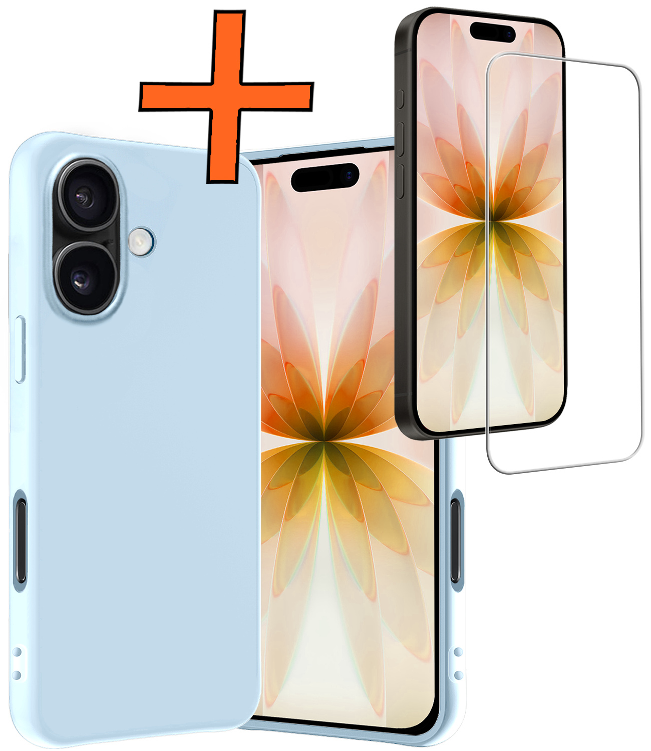 Nomfy Nomfy iPhone 17 Hoesje Siliconen Met Screenprotector Met Dichte Notch - Lichtblauw