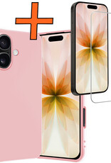 Nomfy Nomfy iPhone 17 Hoesje Siliconen Met Screenprotector Met Dichte Notch - Lichtroze