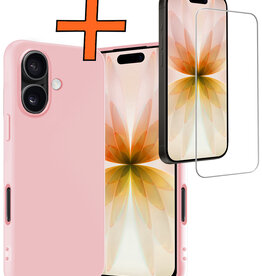 Nomfy Nomfy iPhone 17 Hoesje Siliconen Met Screenprotector Met Dichte Notch - Lichtroze