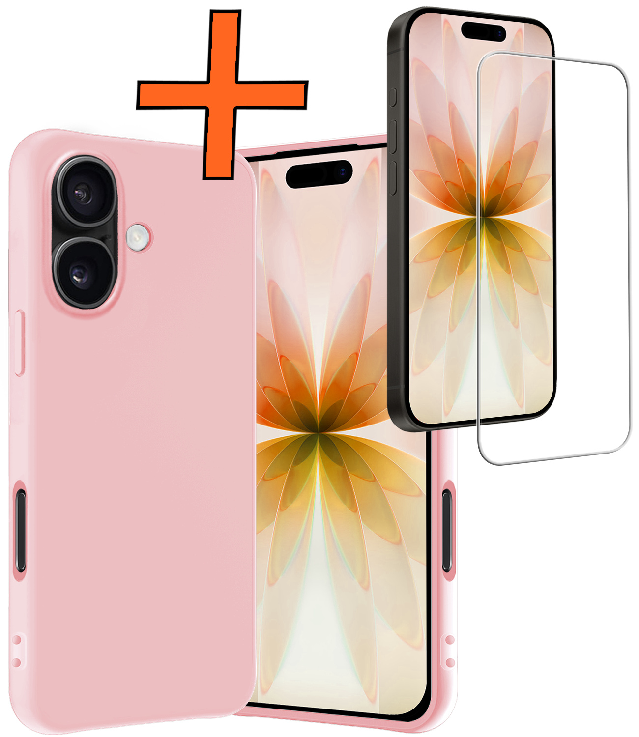 Nomfy Nomfy iPhone 17 Hoesje Siliconen Met Screenprotector Met Dichte Notch - Lichtroze