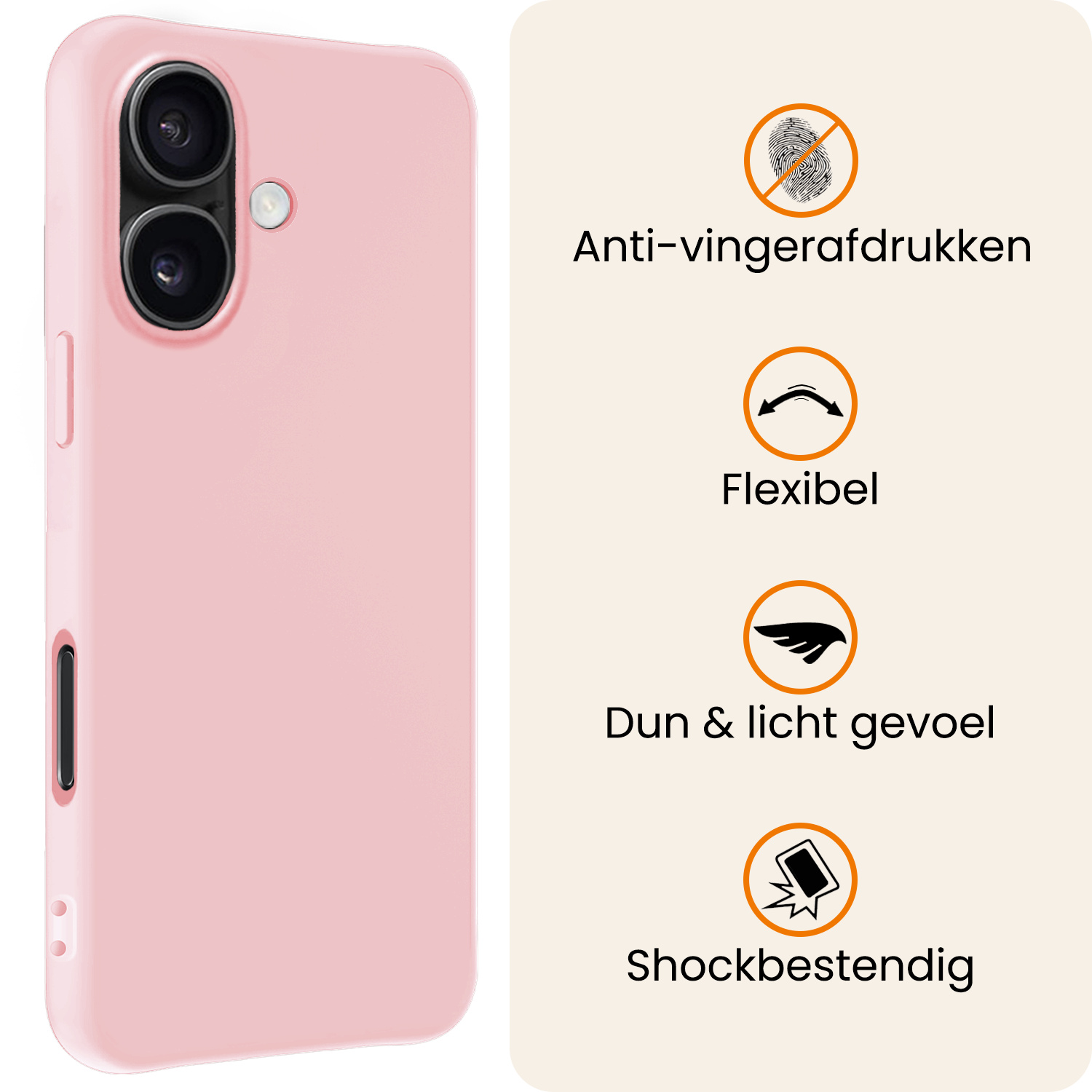 Nomfy Nomfy iPhone 17 Hoesje Siliconen Met Screenprotector Met Dichte Notch - Lichtroze