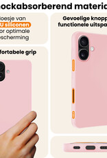 Nomfy Nomfy iPhone 17 Hoesje Siliconen Met Screenprotector Met Dichte Notch - Lichtroze