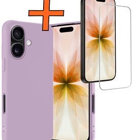 Nomfy Nomfy iPhone 17 Hoesje Siliconen Met Screenprotector Met Dichte Notch - Lila
