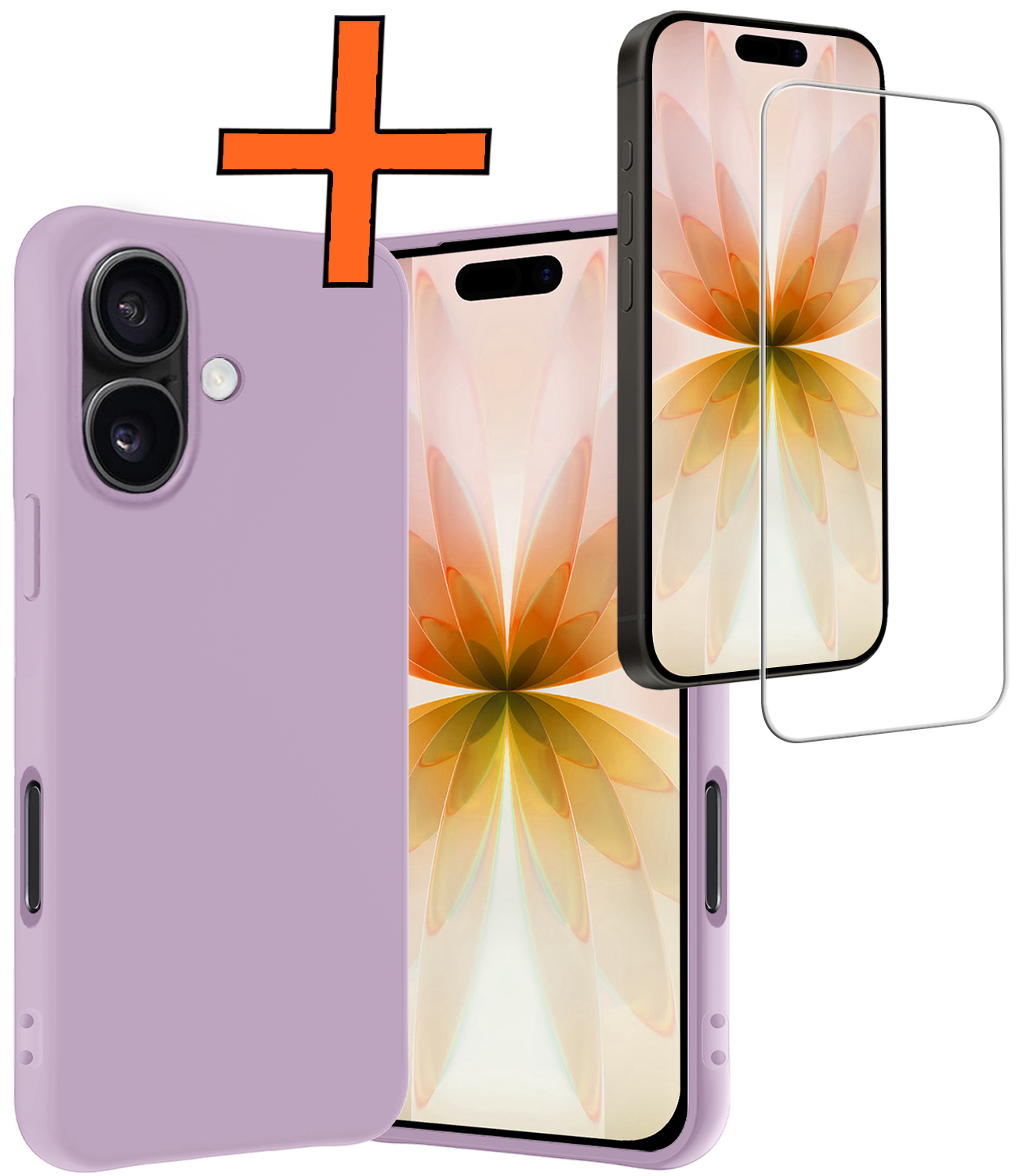 Nomfy Nomfy iPhone 17 Hoesje Siliconen Met Screenprotector Met Dichte Notch - Lila