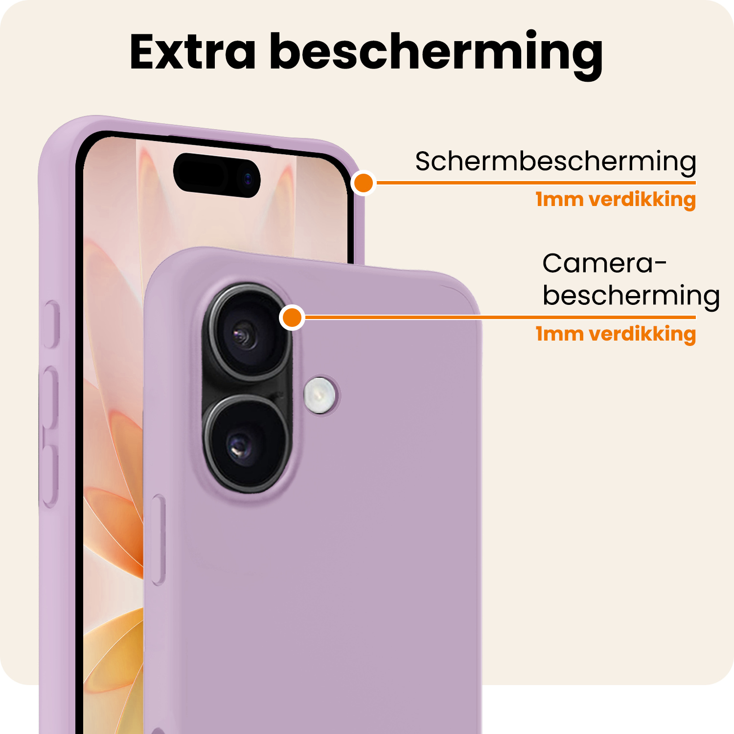 Nomfy Nomfy iPhone 17 Hoesje Siliconen Met Screenprotector Met Dichte Notch - Lila