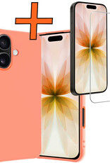 Nomfy Nomfy iPhone 17 Hoesje Siliconen Met Screenprotector Met Dichte Notch - Perzik
