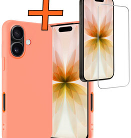 Nomfy Nomfy iPhone 17 Hoesje Siliconen Met Screenprotector Met Dichte Notch - Perzik