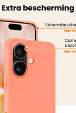 Nomfy Nomfy iPhone 17 Hoesje Siliconen Met Screenprotector Met Dichte Notch - Perzik