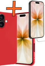Nomfy Nomfy iPhone 17 Hoesje Siliconen Met Screenprotector Met Dichte Notch - Rood