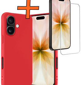 Nomfy Nomfy iPhone 17 Hoesje Siliconen Met Screenprotector Met Dichte Notch - Rood