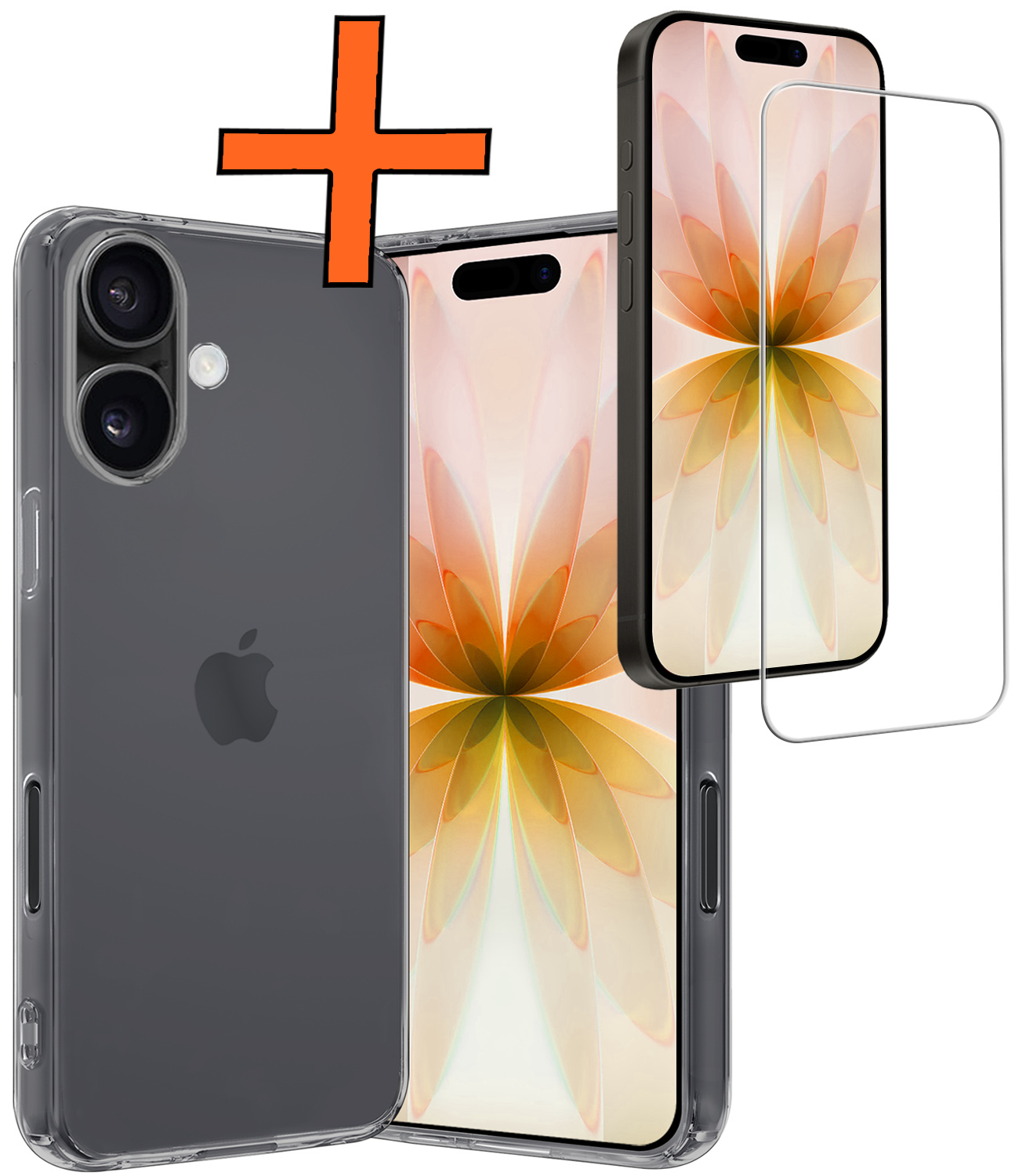 Nomfy Nomfy iPhone 17 Hoesje Siliconen Met Screenprotector Met Dichte Notch - Transparant